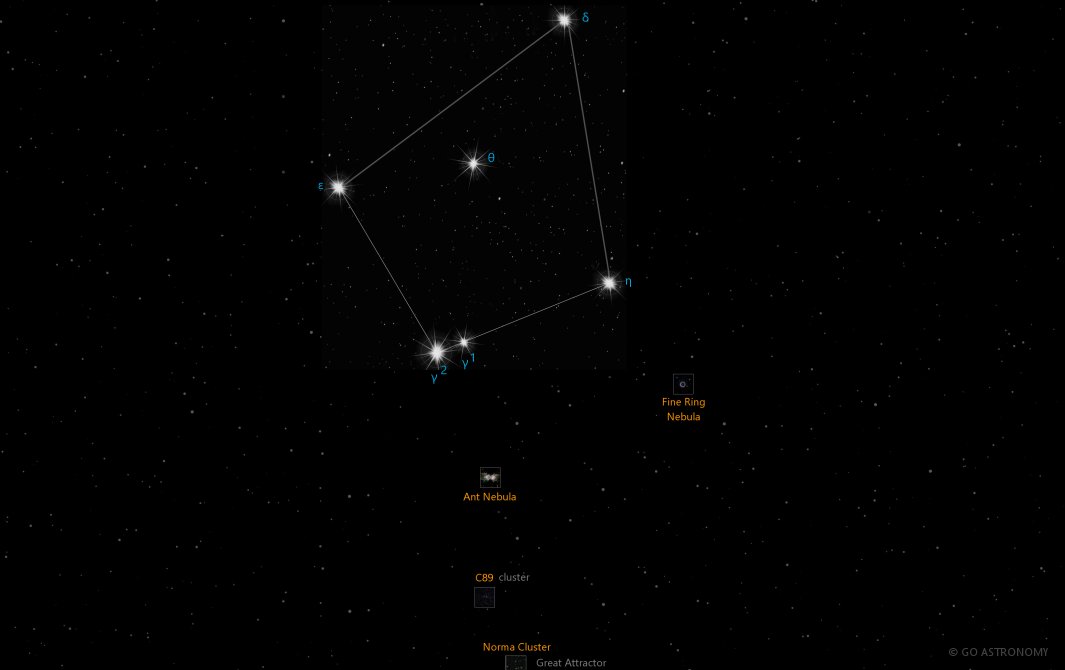 Constellation Norma the Square (and Rule) Star Map
