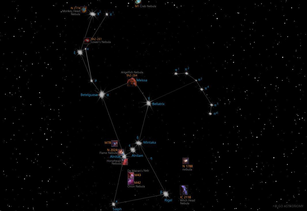 Constellation Orion the Hunter Star Map