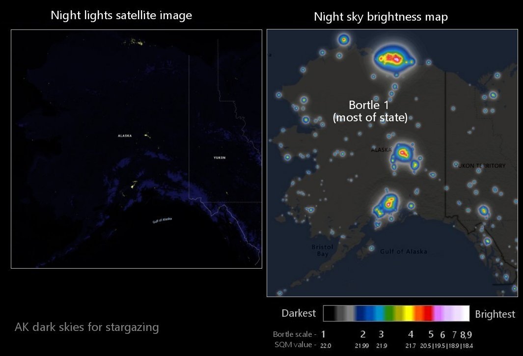 AK night sky light pollution map