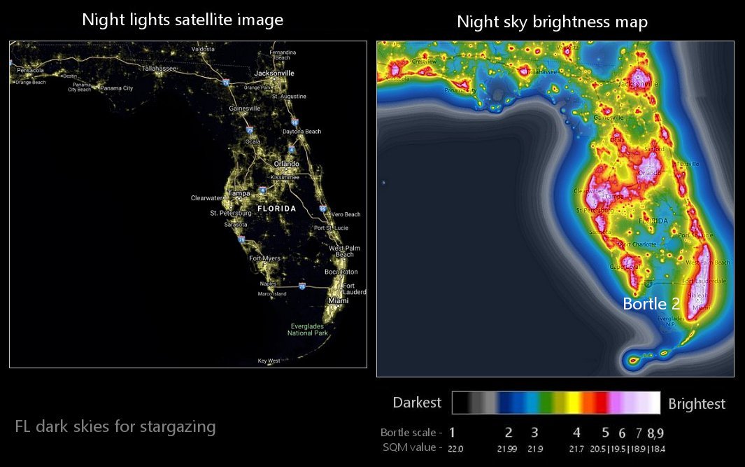 FL night sky light pollution map