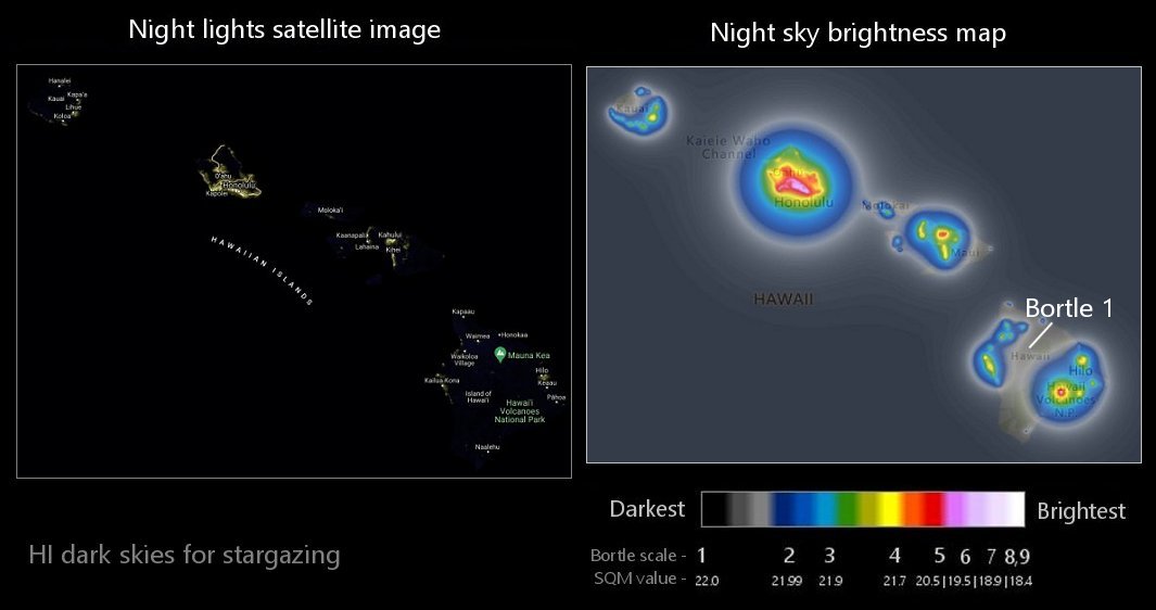 HI night sky light pollution map