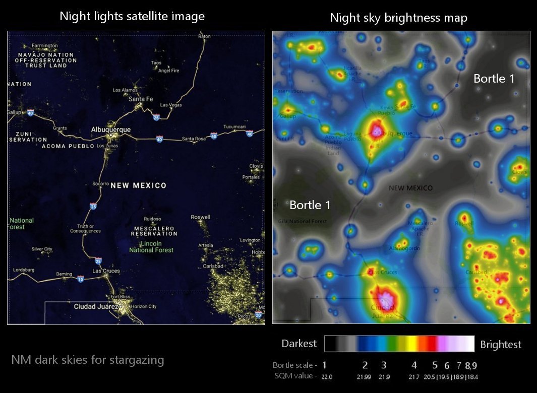 NM night sky light pollution map