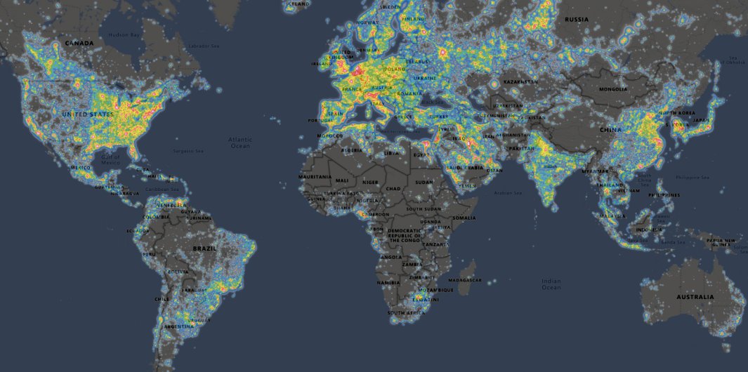 Worldwide Bortle light pollution map