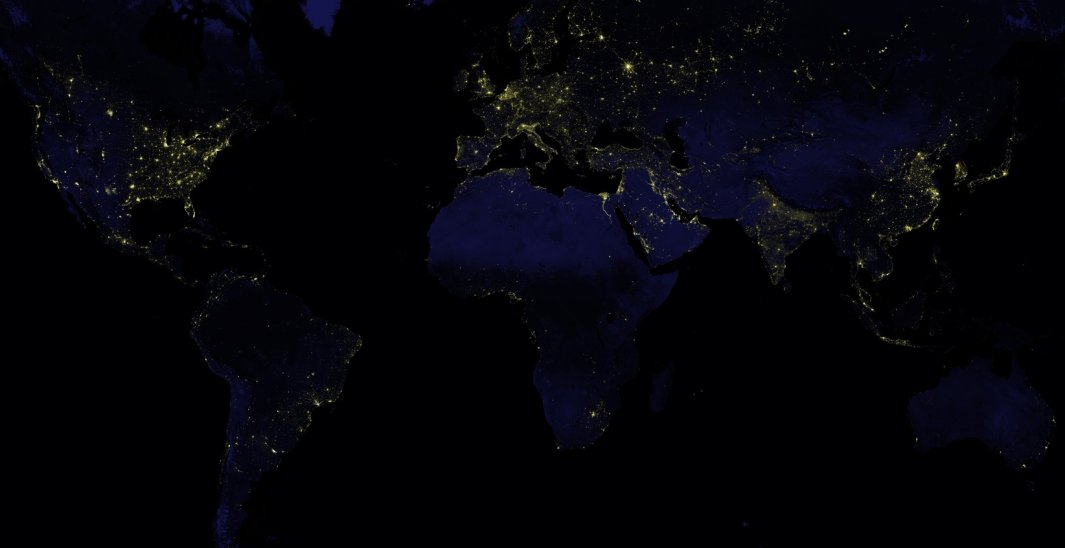 Worldwide nighttime lights satellite image