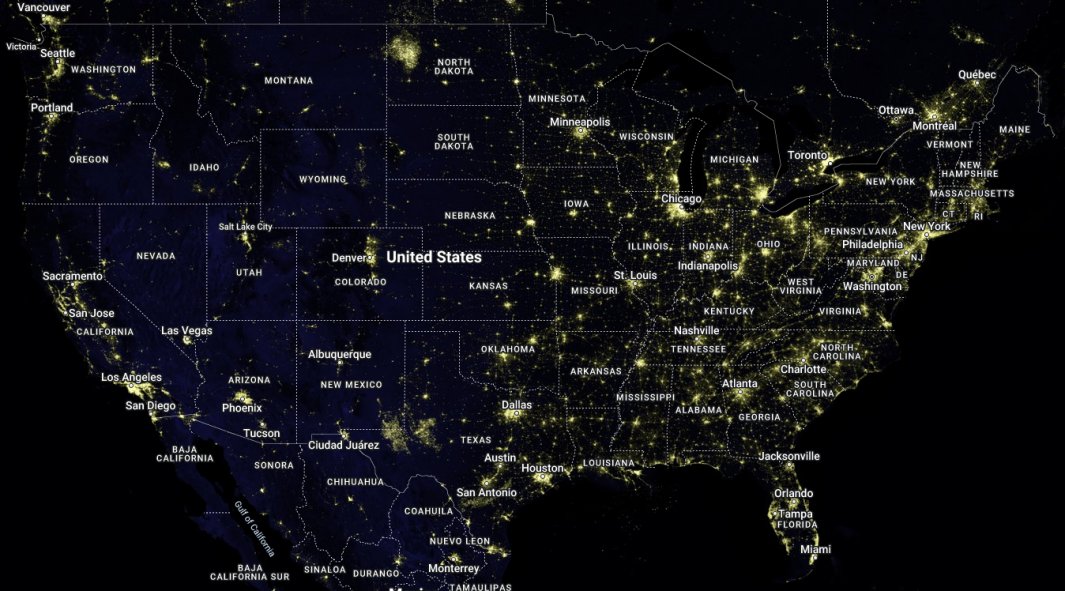 US night lights satellite image