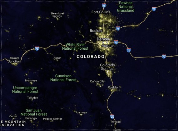 CO light pollution satellite image