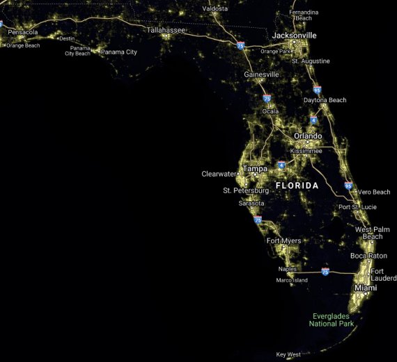 FL light pollution satellite image