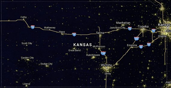 KS light pollution satellite image