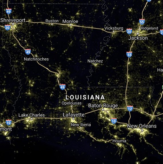 LA light pollution satellite image