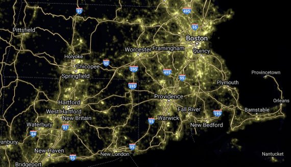 MA light pollution satellite image