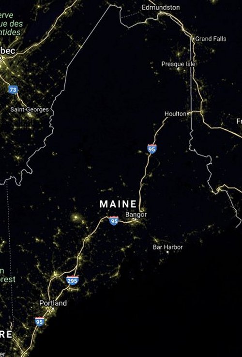 ME light pollution satellite image
