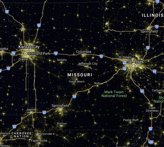 MO light pollution satellite image