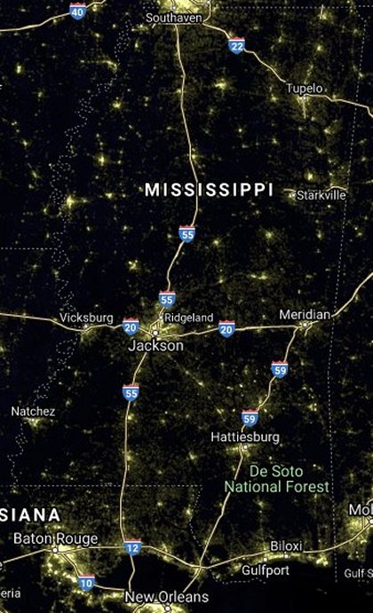 MS light pollution satellite image