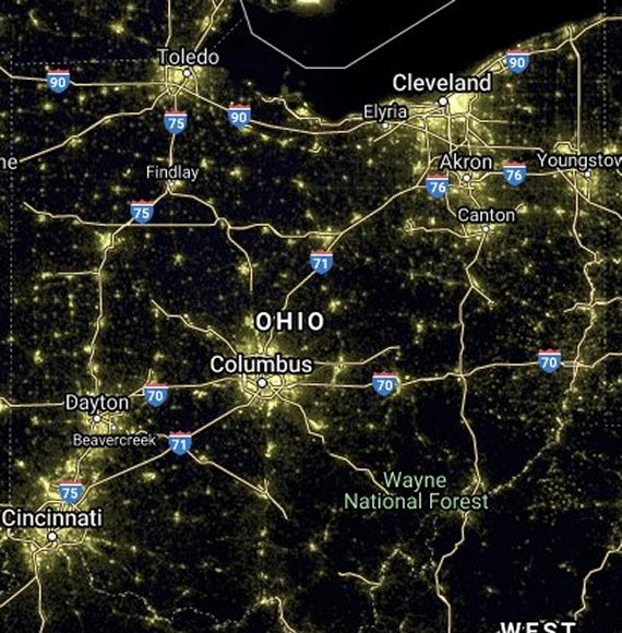 OH light pollution satellite image