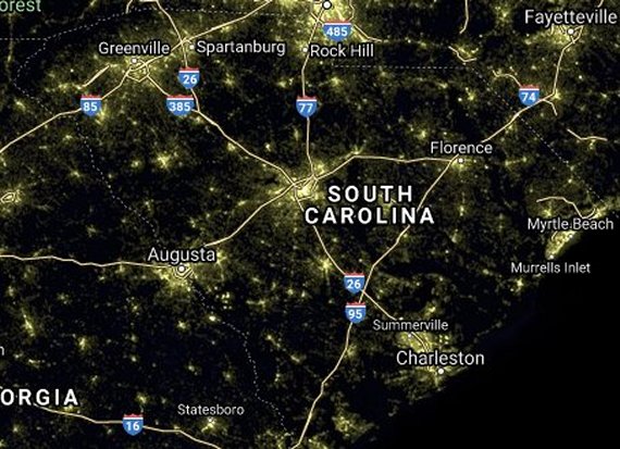 SC light pollution satellite image