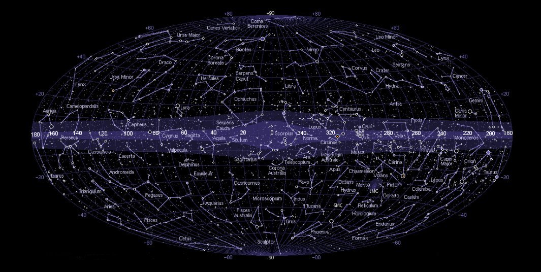 نقشه 88 صورت فلکی مورد تایید اتحادیه بین المللی اخترشناسی