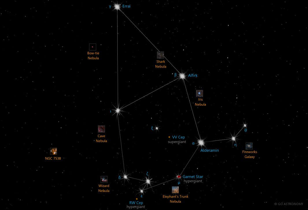 Constellation Cepheus the King of Ethiopia Star Map