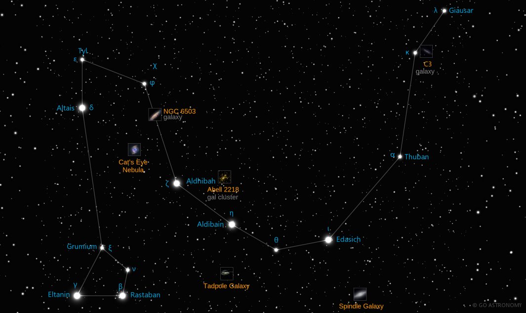 Constellation Draco the Dragon Star Map