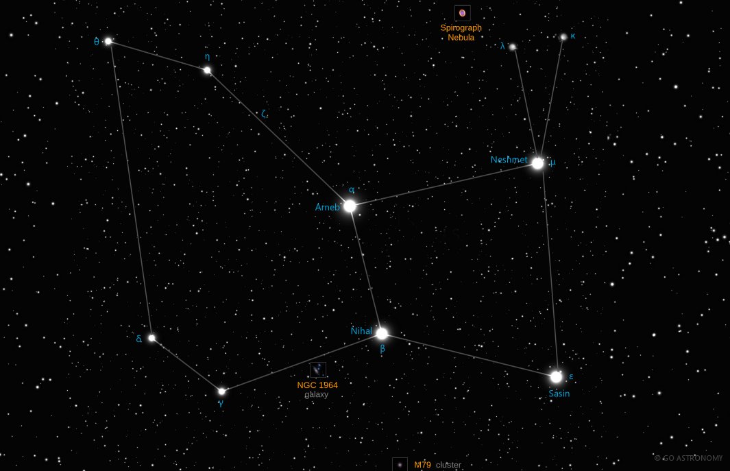 Constellation Lepus the Hare Star Map