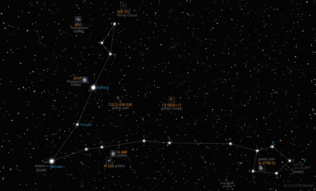 Constellation Pisces the Fishes Star Map