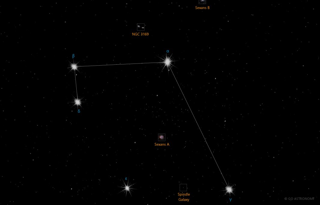 Constellation Sextans the Sextant Star Map