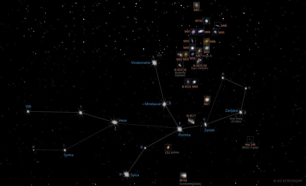 Constellation Virgo the Virgin Star Map