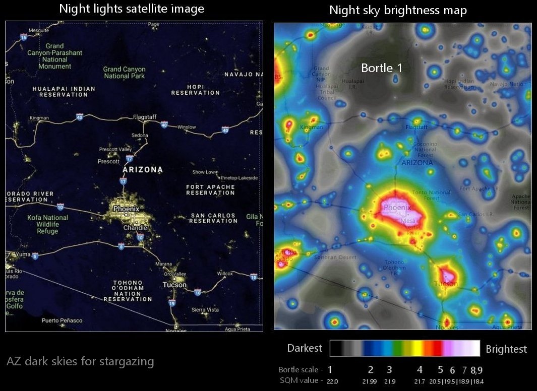 AZ night sky light pollution map