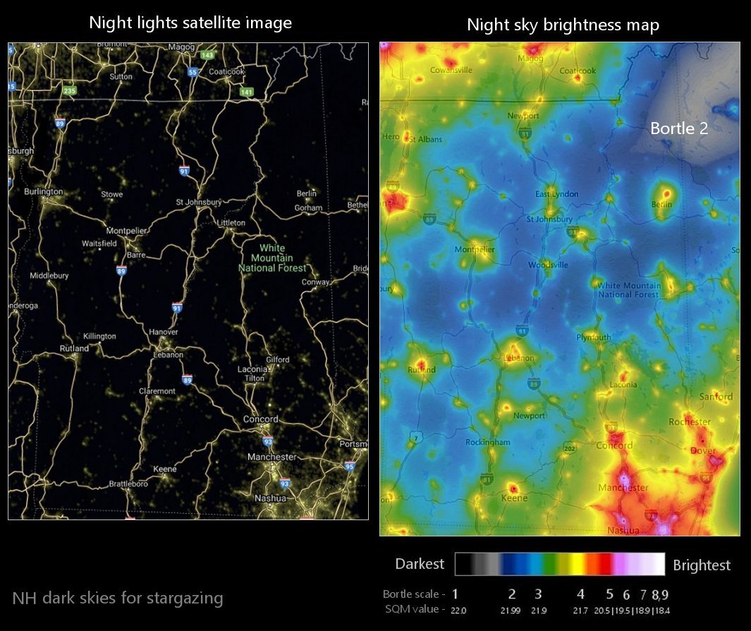 NH night sky light pollution map