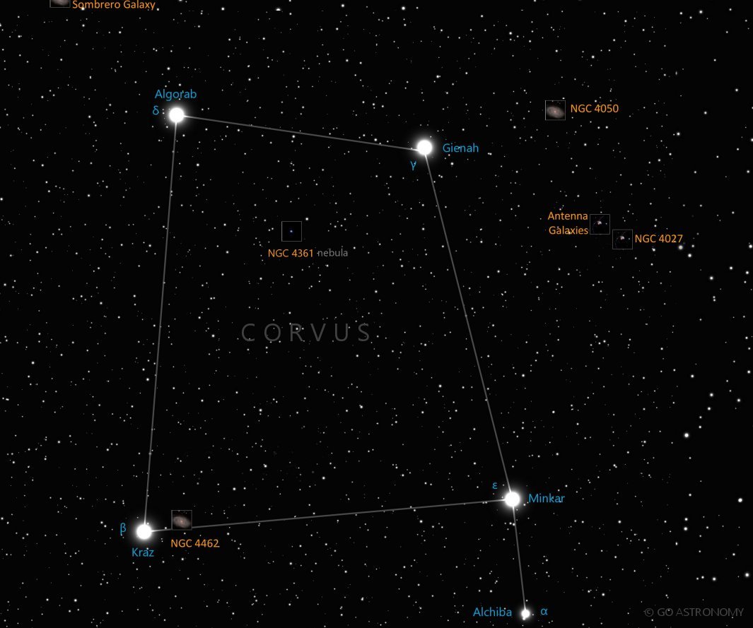 Constellation Corvus the Crow Star Map