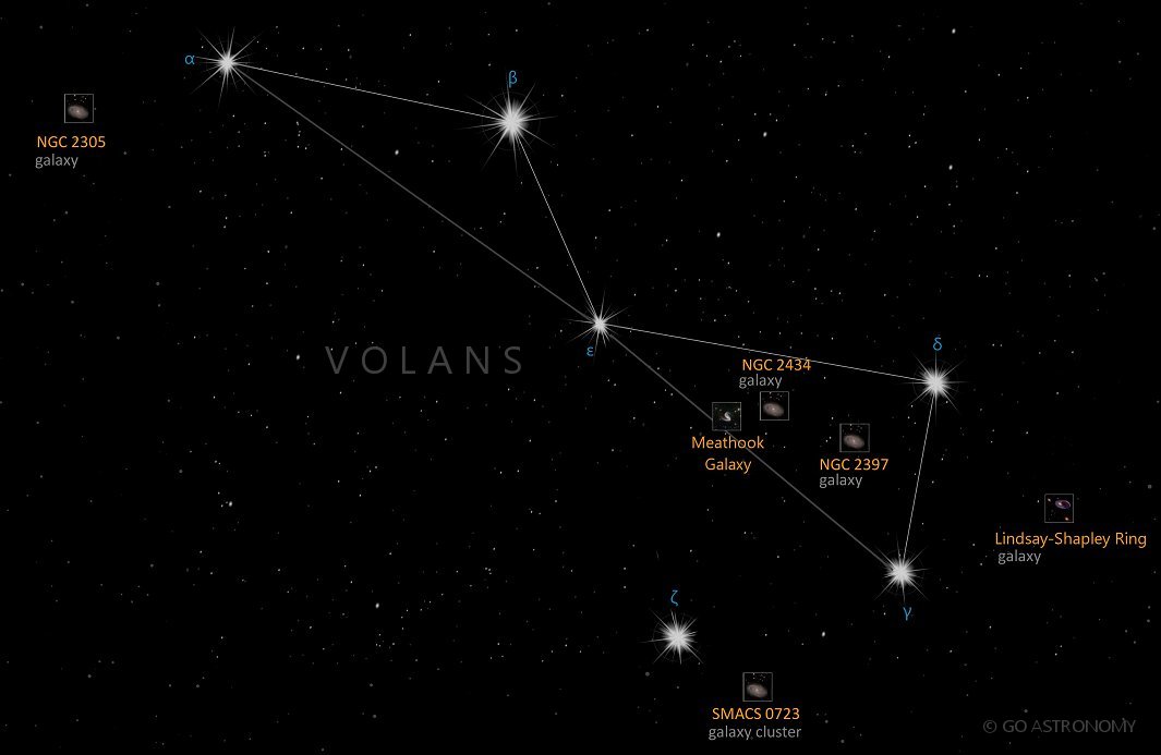 Constellation Volans the Flying Fish Star Map